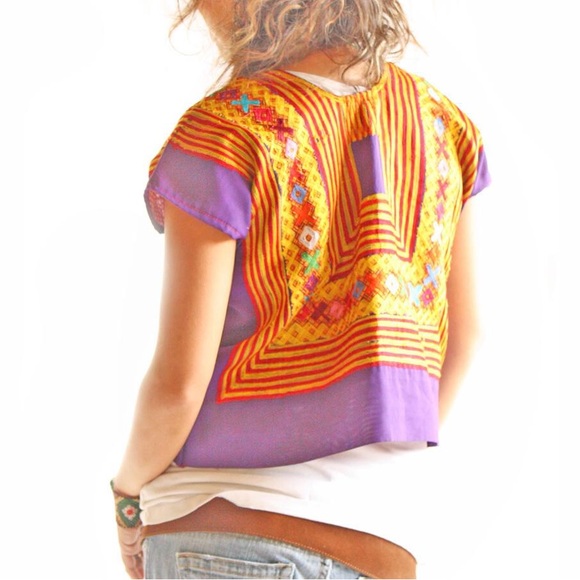 Mexican huipil blouse top Oaxaca Frida Kahlo authentic - Picture 11 of 13